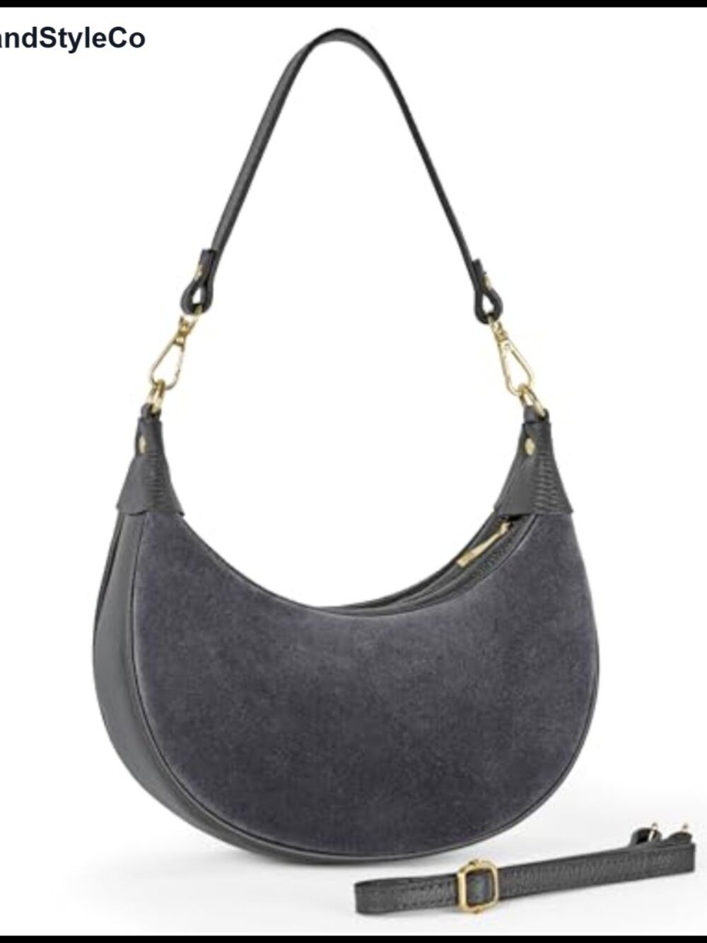 Genuine Suede Tuscan Shoulder Bag Crescent Saddle Style with Two Straps
